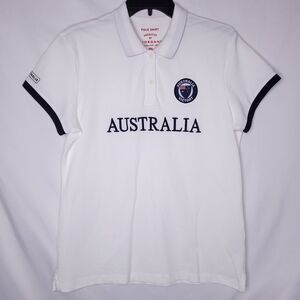 Giordano Polo Shirt Womens XXL White Australia Embroidered Victory